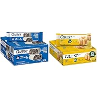 Quest Nutrition Crispy Cookies & Cream Hero Protein Bar, 18g Protein, 1g Sugar & Lemon Cake Protein Bars, High Protein, Low Carb, Gluten Free, Keto Friendly, 12 Count (Pack of 1)