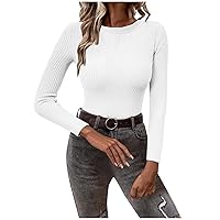 Womens Slim Ribbed Knit Sweater Bodycon Long Sleeve Pullover Tops Trendy Crewneck Jumper Fall Knitwear Blouses