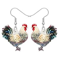 Floral Hen Chicken Earrings Dangle Acrylic Fun Design Jewelry Gifts for Women Girls Hypoallergenic Charms