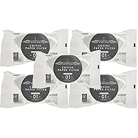 Hario Pegasus Coffee Paper Filter, 01 W, 100 Pieces, Made in Japan, 1 to 2 Cups, White, PEF-01-100W x 5 Pieces