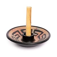 Luna Sundara Authentic Peru Pottery Palo Santo Stick Holder and Incense Holder Includes 5 Palo Santo Sticks Handmade Ceramic Smudge Bowl Sage Holder Palo Santo Holder (Peach)