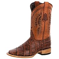 Texas Legacy Mens Cognac Cowboy Boots Western Wear Elephant Print Square Toe
