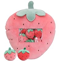 Nenalayo Throw Pillow Fruit Stuffed Toys Strawberry Plush Pillow Removable Fluffy Creative Gifts for Kids, Halloween Christmas Decorative Doll Toy Gift