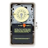 Intermatic T104P3 Mechanical Time Switch - Double Pole, Single Throw, NEMA 3R Enclosure - One-Hour Control, On/Off Trippers Included, High Motor Load Ratings