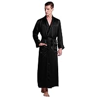 LilySilk Mens Real Silk Robe 22 Momme Bath Robes Luxury Contrast Full Length 100 Silk Male Long