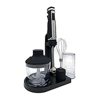 Immersion Blender - Handheld Stick Blender, Whisk, and Food Processor - Includes 3 Attachments, 20 oz BPA-Free Jar, and Storage Tray - Stainless Steel