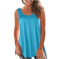 Womens Tank Tops Sleeveless Blouse Summer Loose Fashion T Shirts Athletic Workout Running Golf Tees Trendy Plain Casual Tops