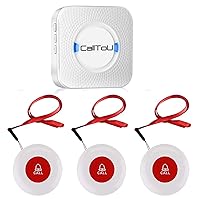 CallToU Wireless Caregiver Pager Smart Call System 3 SOS Call Buttons/Transmitters 1 Receiver Nurse Calling Alert Patient Help System for Home/Personal Attention Pager 500+Feet Plugin Receiver