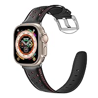 XL Watch Band Compatible with Apple i Watch 49mm Ultra Long Leather Vintage Dressy Bands 45mm 44mm 42mm Mens Women Large Black Strap for iWatch Ultra Series 9 8 7 6 5 4 3 2 1 SE