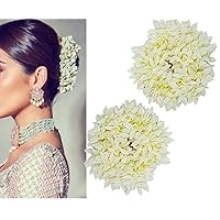 Mogra White Gajra, 2 Pc Set - Hair Accessory for Women, Traditional Adornment, Versatile Festival Accessory, Reusable Floral Jewelry