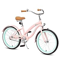 ACEGER Girls Beach Cruiser Bike for Kids 5-13 Years Old, Kids Bicycle Included Coaster Brake, Front and Rear Reflectors, 16 18 Inch with Traning Wheels and Kickstand, 20 Inch with Kickstand Only