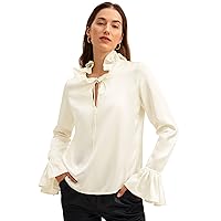 LilySilk Silk Blouse for Women 22 Momme Pure Silk Shirt Pullover Vintage Tie Collar Elegant Tops for Ladies