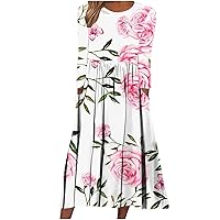 Flowy Dresses for Women, Women's Casual Fashion Floral Print Long-Sleeve V-Neck Swing Dress