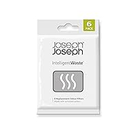 Joseph Joseph Intelligent Waste Activated Carbon Odor Filter Refills for Food Waste Caddy Kitchen Bin - Pack of 6