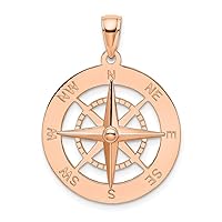 14k Rose Gold Nautical Compass Pendant