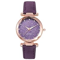 Women's Watch, Fashion Star Sky Exquisite Diamond Retro Leather Strap Quartz Ladies Watch