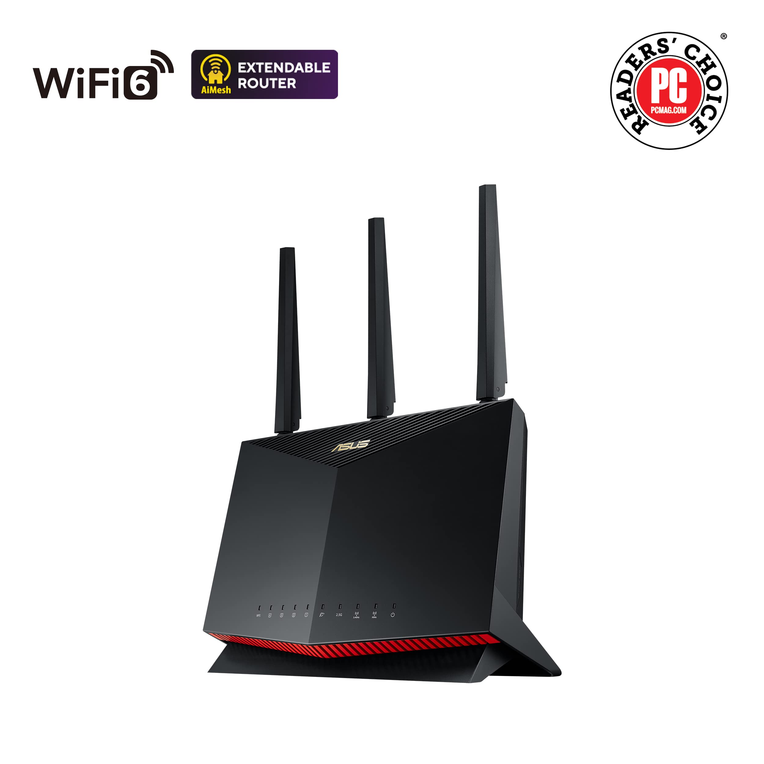 ASUS RT-AX86U (AX5700) Dual Band WiFi 6 Extendable Gaming Router, 2.5G Port, Gaming Port, Mobile Game Mode, Port Forwarding, Subscription-free Network Security, Instant Guard, VPN, AiMesh Compatible