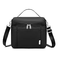 NOL Natural Organic Lifestyle Reusable Lunch Bags for Adults Lightweight Waterproof Lunch Box with Removable Adjustable Strap Insulated Leakproof Cooler Lunch Bag for Work Black Medium Size