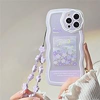 Cute Bow Lanyard Phone Case for iPhone 13 12 11 Pro Max XR X XS Max Transparent Wave Wrist Chain Shockproof Back Cover,T9,for iPhone 12
