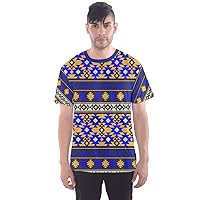 CowCow Men's T Shirt Wicker Geometric Vintage Aztec Pattern Sport Mesh Tee Sportswear XS - XXXXXL