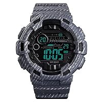 FeiWen Sport Watch for Men Boys Plastic Case with Rubber Band Outdoor Military Waterproof 50M Water Resistant Dual Time LED LED Electronic Multifunction Digital Watches