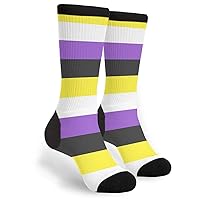 Non binary Pride Flag Men's Women's Funny Crazy Novelty Crew Socks Gifts