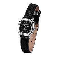 JewelryWe Women Leather Watches: Small Square Analog Quartz Watch Simple Elegant Casual Dress Watch