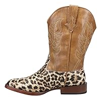 ROPER Kids Girls Glitter Leopard Square Toe Casual Boots Mid Calf - Brown