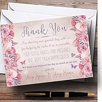 Blush Dusty Pink & Lilac Vintage Watercolour Floral Personalized Wedding Than...