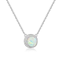 KristLand 925 Sterling Silver White Gold Plated Women Necklace Moon Opal Pendant Birthday Jewelry Gifts for Ladies Girl