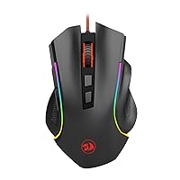 Redragon M602 Wired Gaming Mouse, RGB Spectrum Backlit Ergonomic Mouse, Programmable with 7 backlight modes up to 7200 DPI for Windows PC Gamers - Black (Renewed)