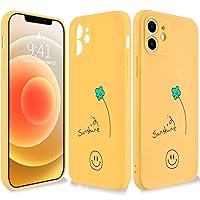 Phone Case for iPhone 6S/iPhone 6 Yellow Silicone Cover Sunshine Floret Little Flower Cover Full Protective Soft Rubber Case Compatible for iPhone 6/iPhone 6S