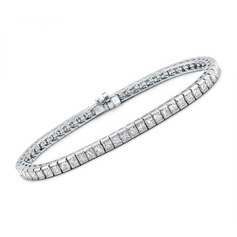 Madina Jewelry 4.00 ct Ladies Princess Cut Diamond Tennis Bracelet in Channel Setting
