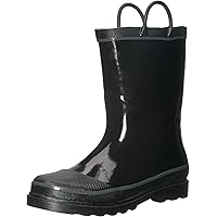 Western Chief Kids Waterproof Rubber Classic Rain Boot with Pull Handles, Black, 8 M US Toddler