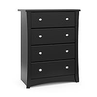 Storkcraft Crescent 4 Drawer Chest (Black) – GREENGUARD Gold Certified, Easy-to-Match Chest of Drawers for Nursery and Kids Bedroom, Dresser Organizer for Children’s Bedroom