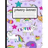 Primary Journal: Unicorn Composition Notebook Grades K-2 | Dotted Midlines and Picture Space for Drawing | Primary Ruled | 100 Pages | Large, 8.5 x 11 Inches | Lavender