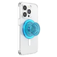 PopSockets Phone Grip Compatible with MagSafe, Adapter Ring for MagSafe Included, Phone Holder, Wireless Charging Compatible - Electric Blue Translucent