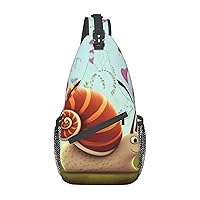 Cute Snail pint Unisex Chest Bags Crossbody Sling Backpack Lightweight Daypack for Travel Hiking