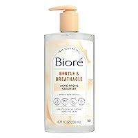 Biore Gentle & Breathable Acne Face Wash, Gentle Face Cleanser for Women and Men, Fragrance Free, 6.77 Oz