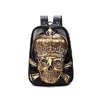 Unisex 3D Realistic Smiling Graphic Human Kull With Crown Backpack