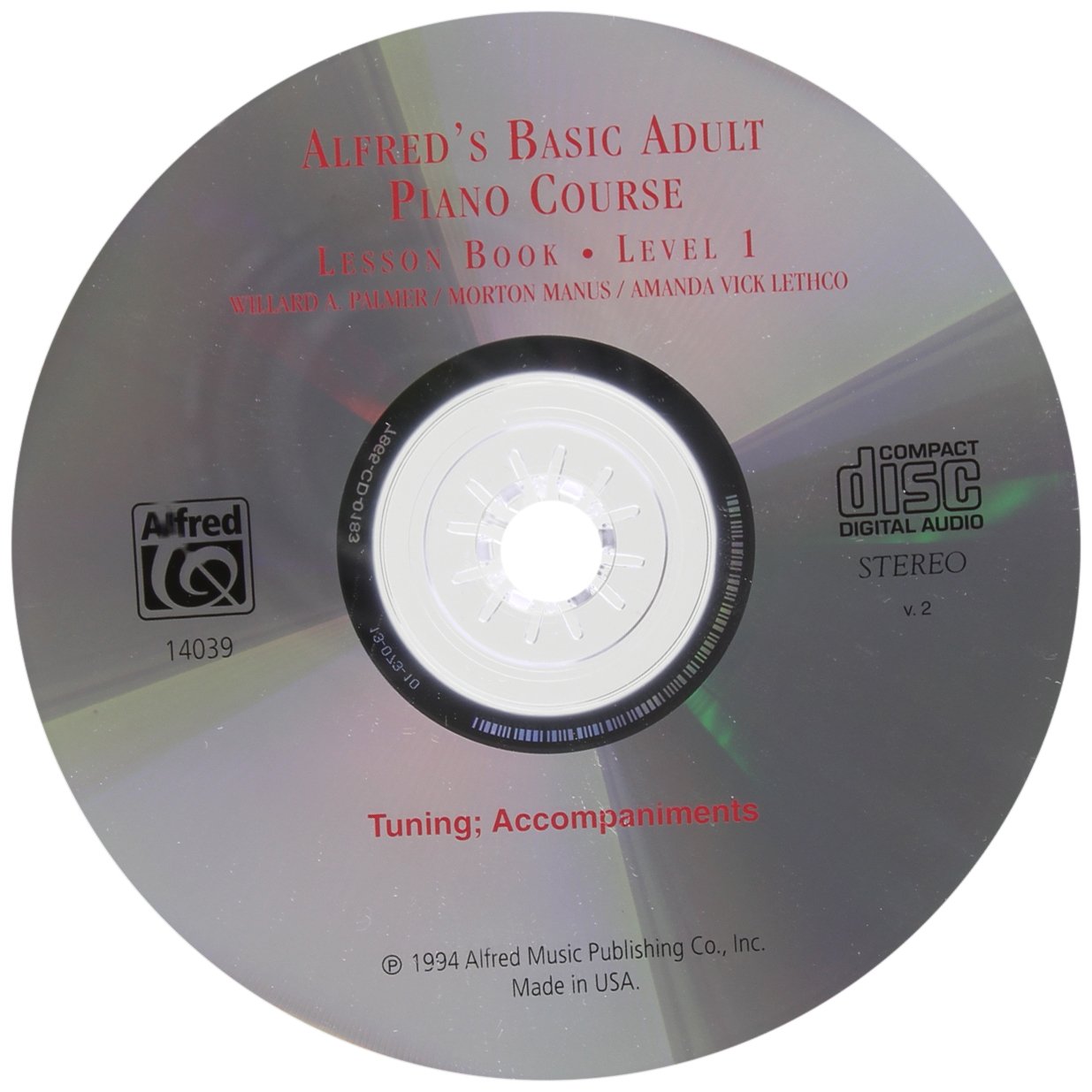 Alfred's Basic Adult Piano Course CD for Lesson Book: Level 1