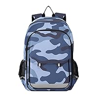ALAZA Military Camouflage Blue Color Laptop Backpack Purse for Women Men Travel Bag Casual Daypack with Compartment & Multiple Pockets