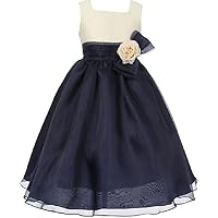 Princess Girls Dress Two Tone Corsage Bow Floral Party Flower Girl Dress