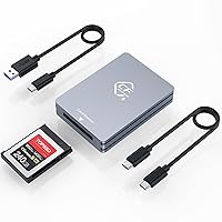 CFexpress Type B Card Reader, 10Gbps USB 3.2 Gen 2 CF Express Card Reader, Aluminum Portable CFexpress Card Reader with USB C to USB A/C Cables, Compatible with Windows/Mac OS/Linux/Chrome OS/Android