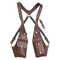 FEESHOW Leather Underarm Shoulder Holster Bag for Women Men Outdoor Travel Organiser Wallet Phone Pocket