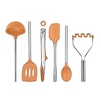 Tovolo 6-Piece Premium Silicone Utensil Set (Apricot): Essential Kitchen Tools | Sturdy Utensils for Home, Apartment, or College Dorms