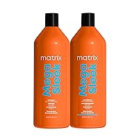 Mega Sleek Shampoo and Conditioner Set | Controls Frizz Leaving Hair Smooth & Shiny | Nourishes with Shea Butter | For Dry, Damaged Hair | Packaging May Vary