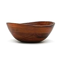 Lipper International Cherry Finished Wavy Rim Beechwood Serving Bowl for Fruits or Salads, Matte, Small, 7.5