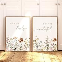 DOLUDO Wildflower Nursery Wall Art Set Of 2 Prints Isn't She Lovely And Wonderful Poster Floral Botanical Painting for Girl Room Nursery Decor Unframed