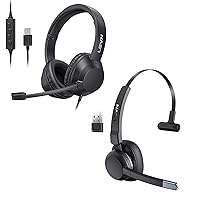 LEVN Trucker Bluetooth Headset with Noise Cancelling Microphone Headset with Mic, USB Headset with Microphone